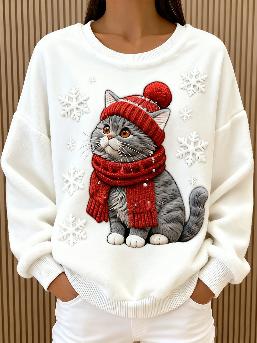Isla - Sudadera navideña con capucha para mujeres en estilo gato