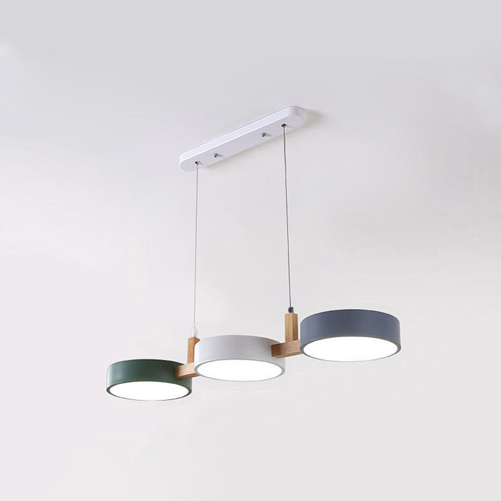 Lumévo - Cilindro Lámpara Colgante Escandinavo Diseño en Metal y Madera