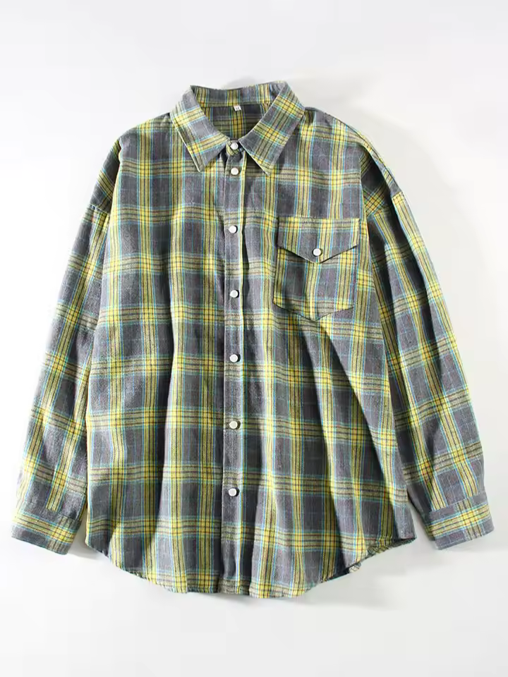LUSIANA™ | CAMISA DE CUADROS OVERSIZE VINTAGE