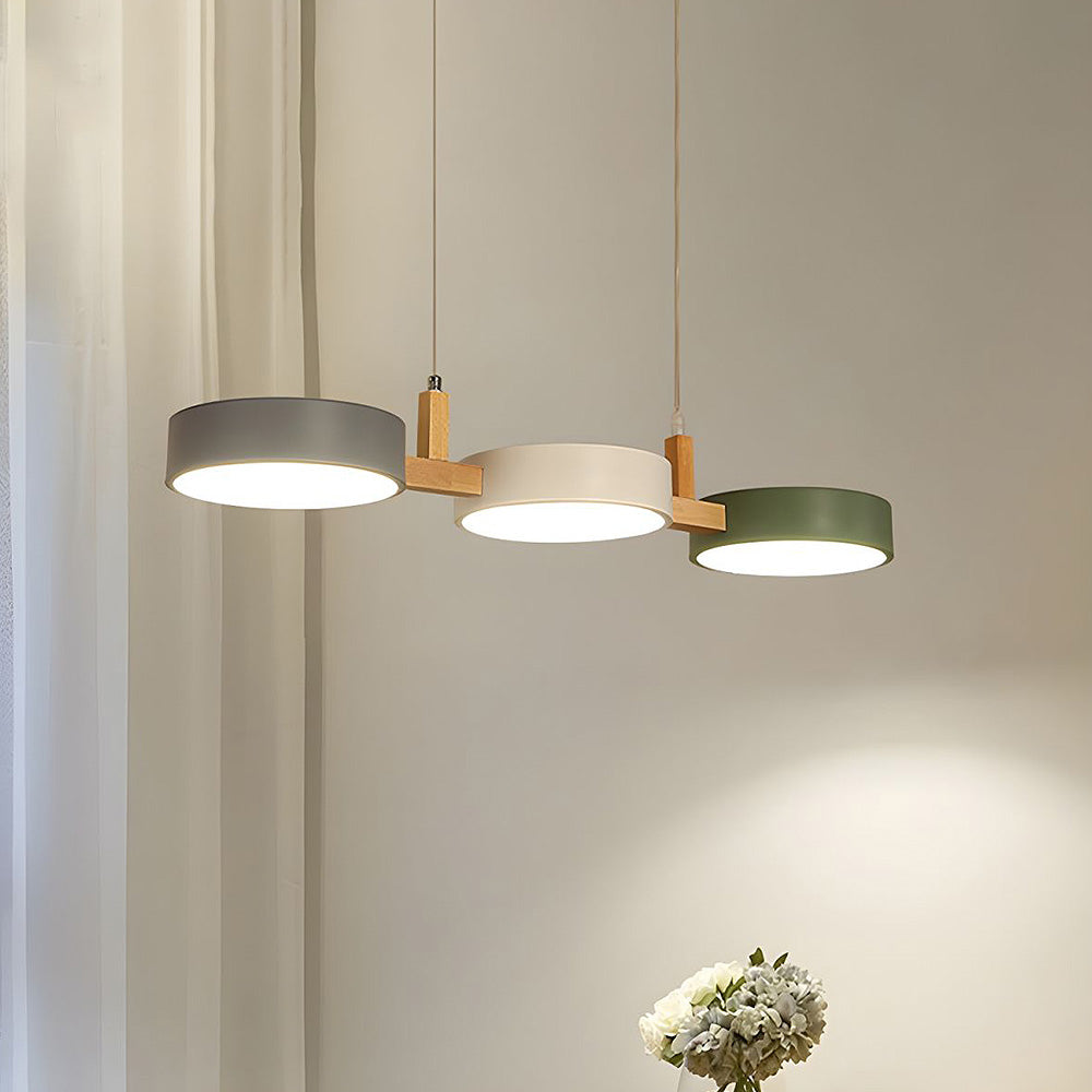 Lumévo - Cilindro Lámpara Colgante Escandinavo Diseño en Metal y Madera
