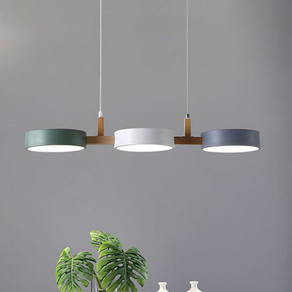 Lumévo - Cilindro Lámpara Colgante Escandinavo Diseño en Metal y Madera