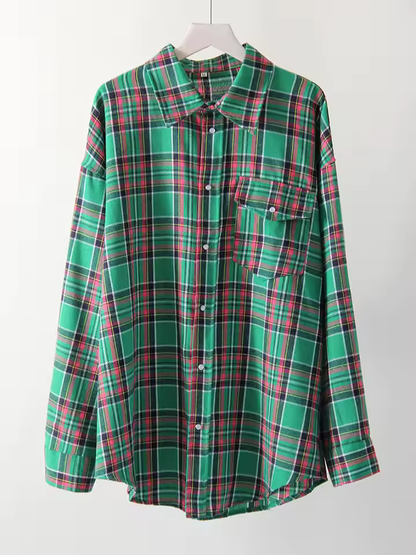 LUSIANA™ | CAMISA DE CUADROS OVERSIZE VINTAGE