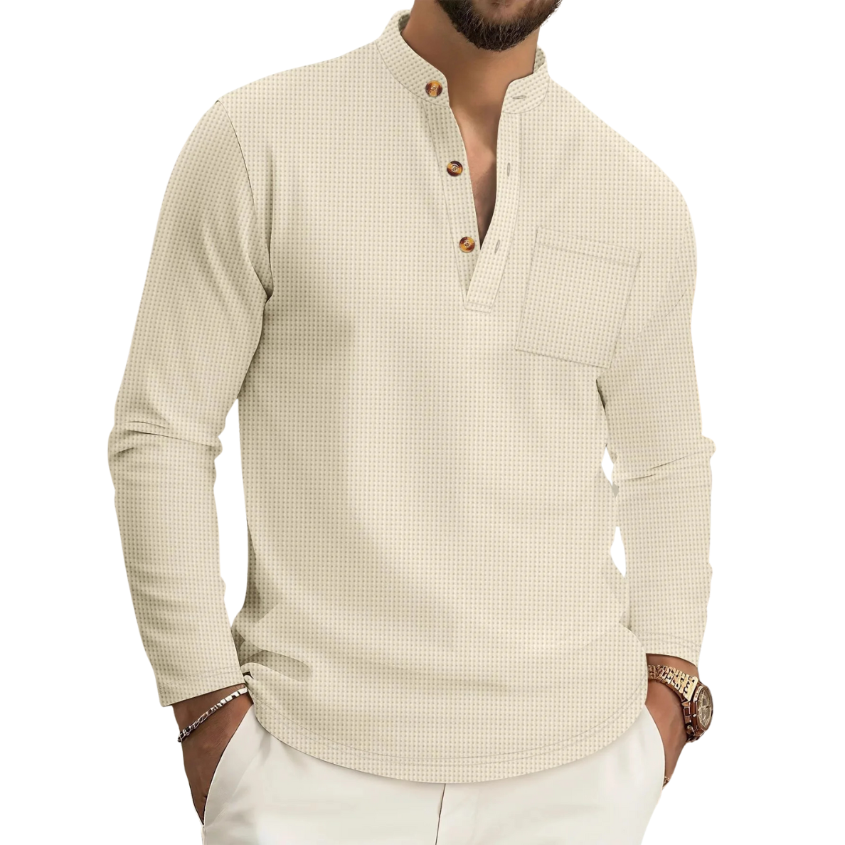 Thogo | Camisa Texturizada De Cuello Alto Para Hombre