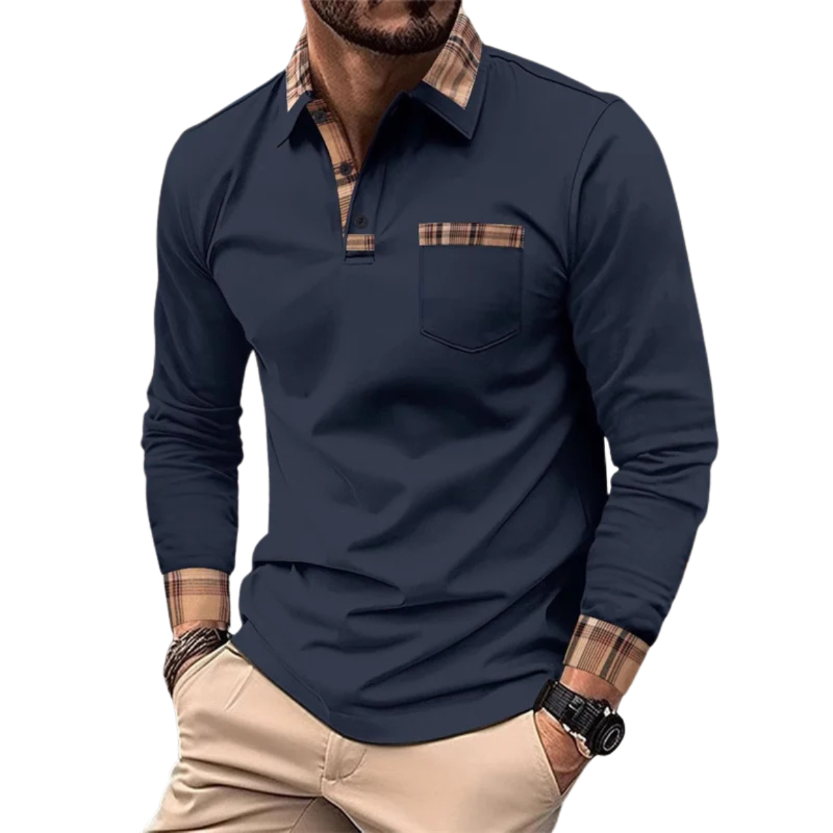 Donald | Polo De Lujo Con Detalles A Cuadros Para Hombre