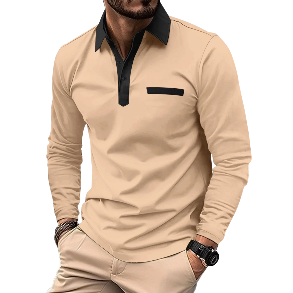 Lundra | Elegante polo bicolor con detalles en contraste