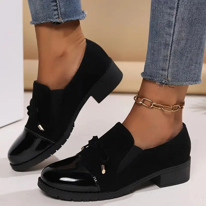 Marvina - Mocasines Elegantes Con Punta Redonda y Lazo Decorativo