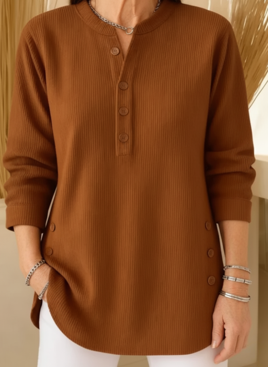 Elise™ – Suéter liso de punto con mangas largas