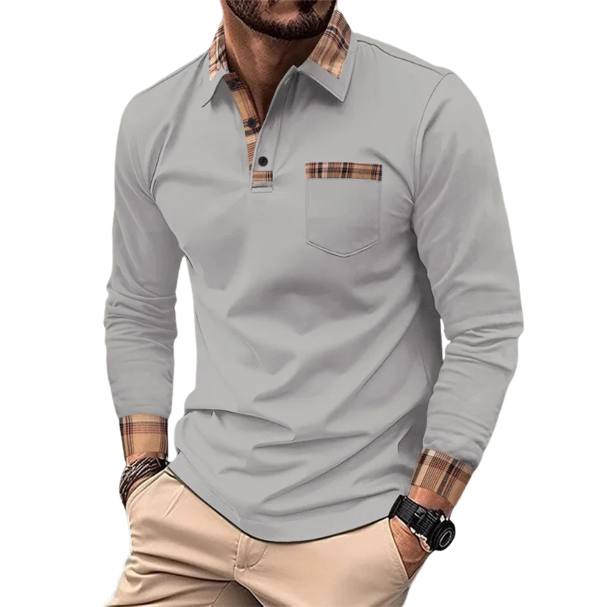 Donald | Polo De Lujo Con Detalles A Cuadros Para Hombre