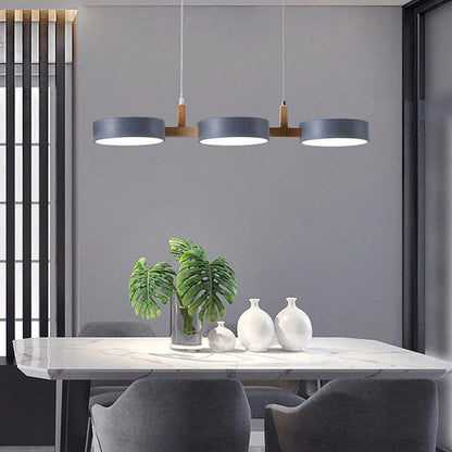 Lumévo - Cilindro Lámpara Colgante Escandinavo Diseño en Metal y Madera