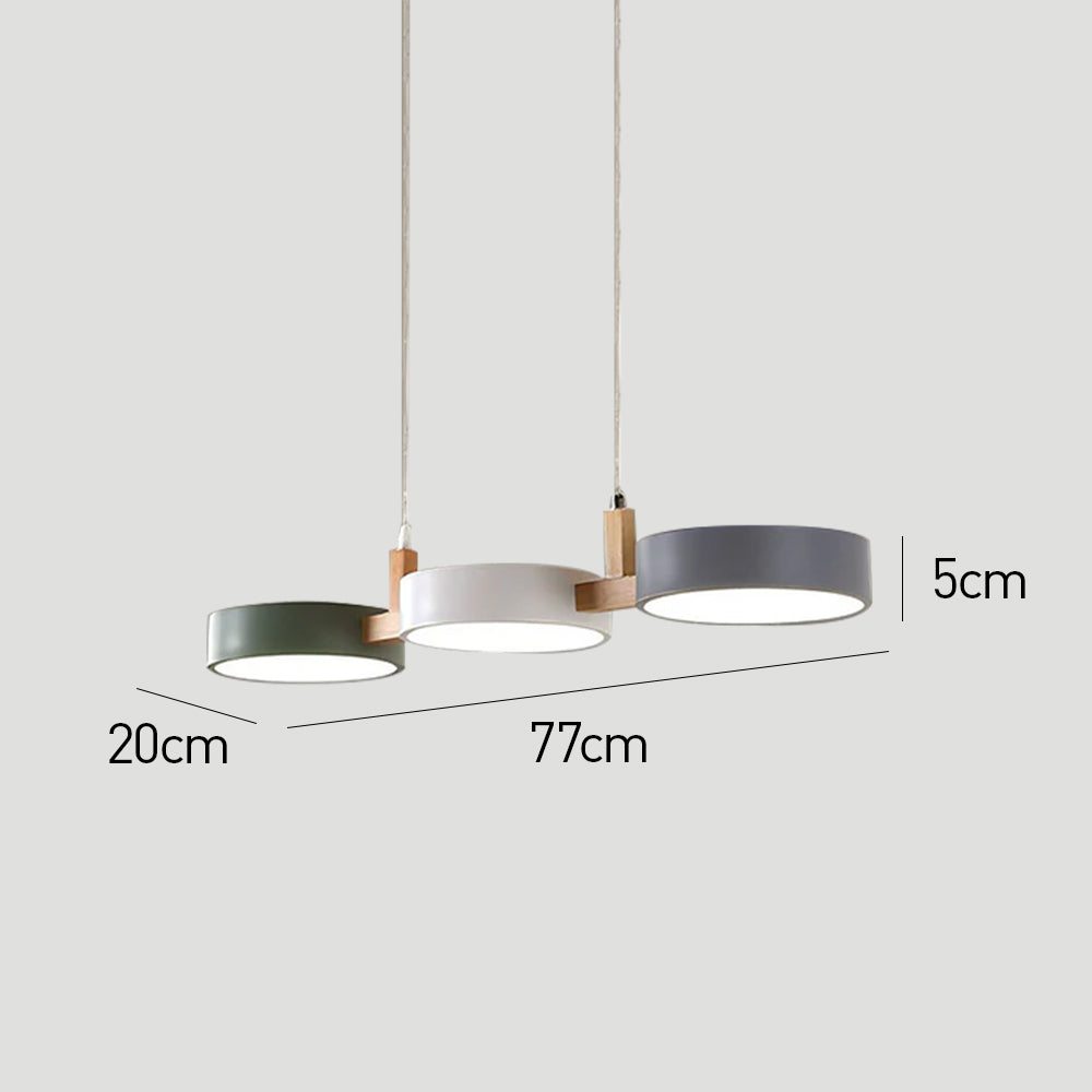 Lumévo - Cilindro Lámpara Colgante Escandinavo Diseño en Metal y Madera
