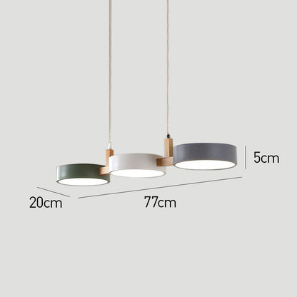 Lumévo - Cilindro Lámpara Colgante Escandinavo Diseño en Metal y Madera