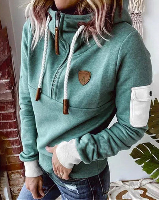 Helsa - Sudadera Informal Con Media Cremallera y Bolsillo En El Brazo