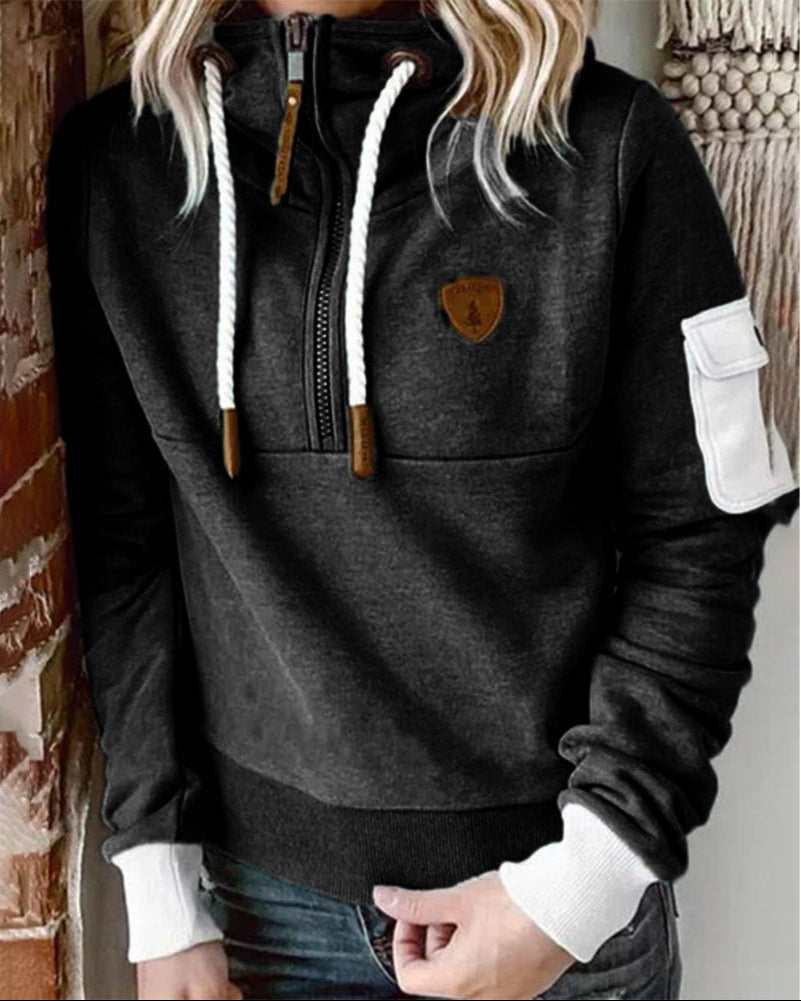 Helsa - Sudadera Informal Con Media Cremallera y Bolsillo En El Brazo