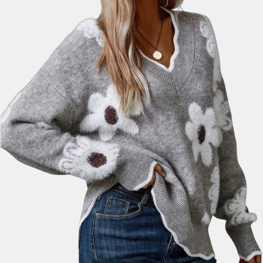 Floréa - Jersey floral con escote en V